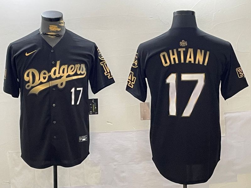 Men Los Angeles Dodgers 17 Ohtani Black Gold Game 2024 Nike MLB Jersey style 11203